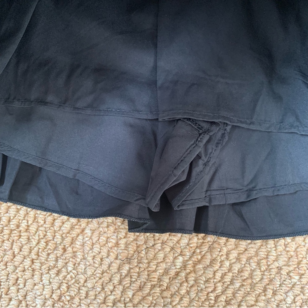 Black Tiered Mini Skirt Ruffle Cake Skirt S Built-in Shorts - Picture 4 of 5